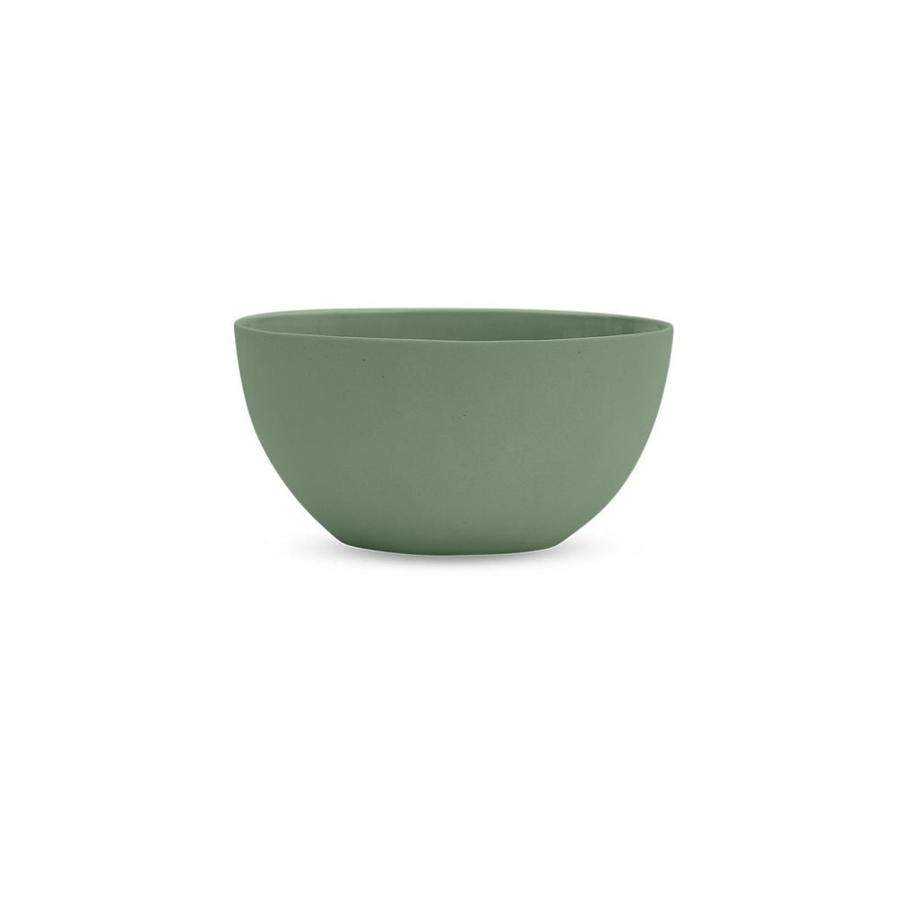 Green ceramic bowl on a white background