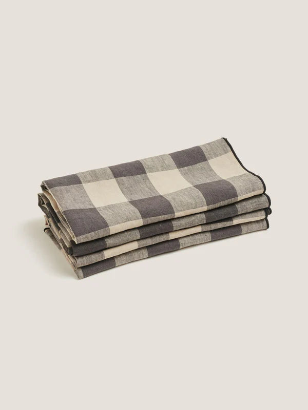 Carlotta & Gee Napkins: Natural-Dark Check