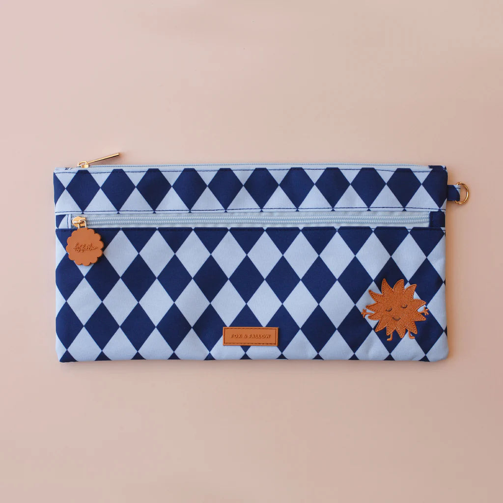 Fox & Fallow Navy Diamonds Pencil Case *COMING SOON*