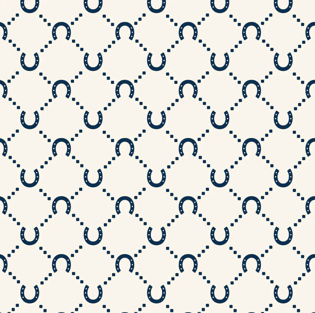 Zip Medium Tote: Navy Horseshoe