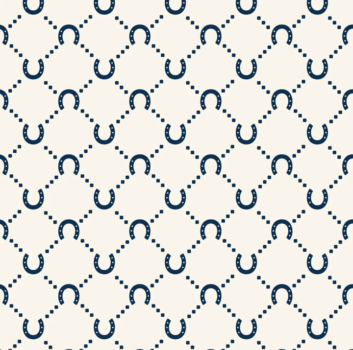 Zip Medium Tote: Navy Horseshoe