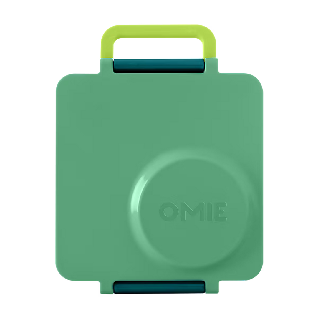 Green bento box on white background 