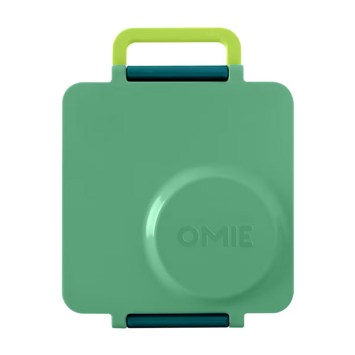 Green bento box on white background 