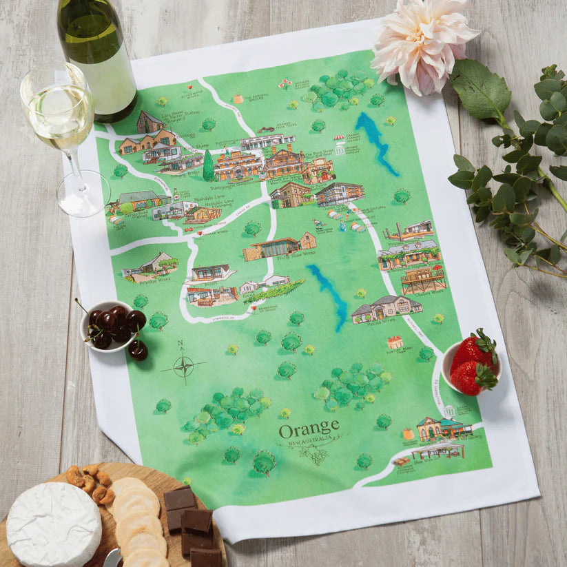 Orange Wine Region Tea Towel