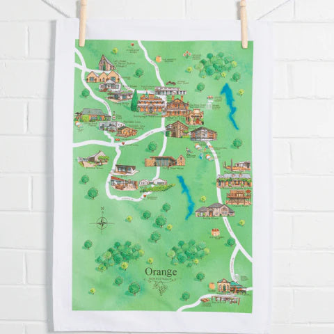 Orange Wine Region Tea Towel