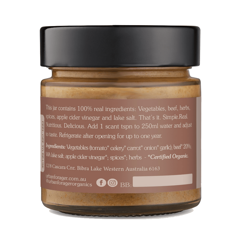 Jar of food with a black lid on a white background