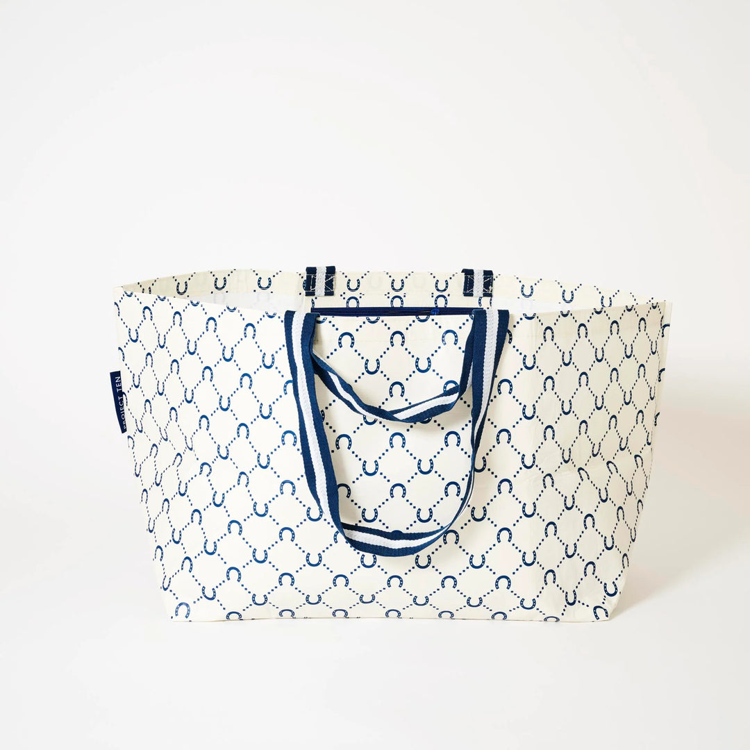 Oversized Tote: Navy Horseshoe