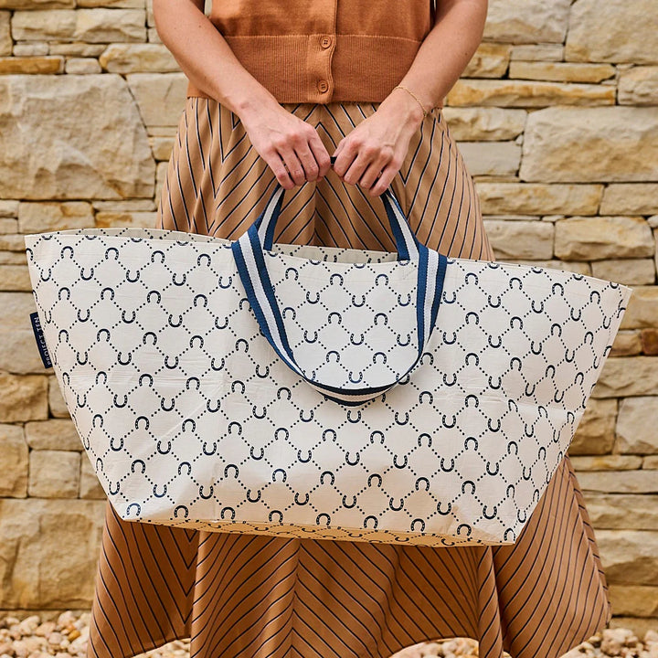 Oversized Tote: Navy Horseshoe