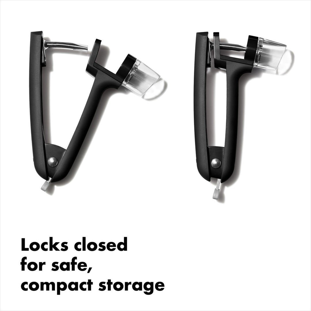 Two black locks with clear plastic covers on a white background, labeled &
