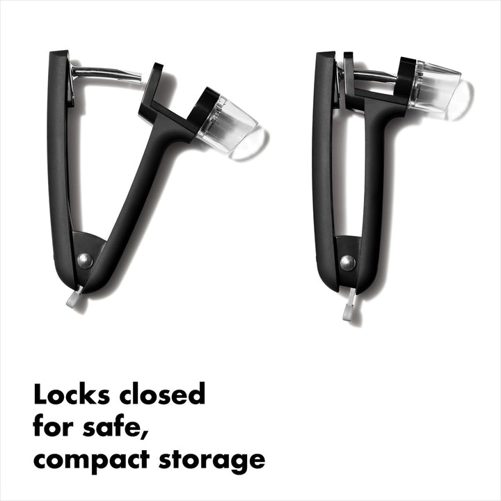 Two black locks with clear plastic covers on a white background, labeled &