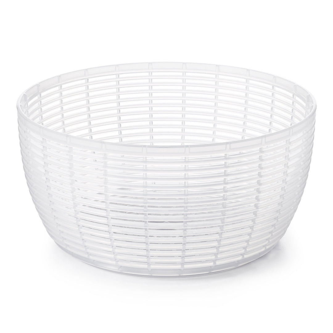 White salad spinner on a white background