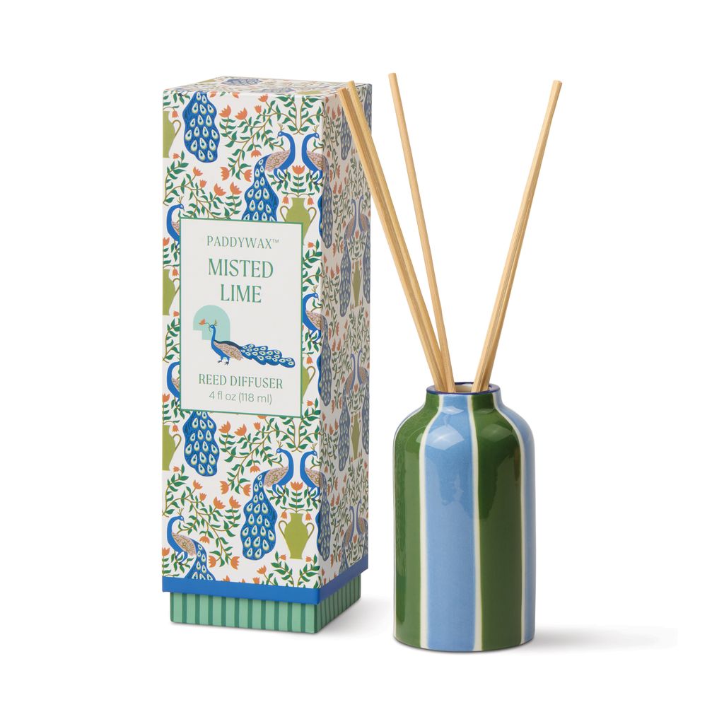 Paddywax Misted Lime diffuser with decorative packaging on a white background