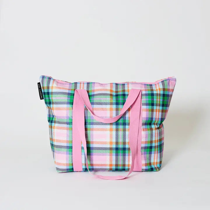 Zip Medium Tote: Plaid