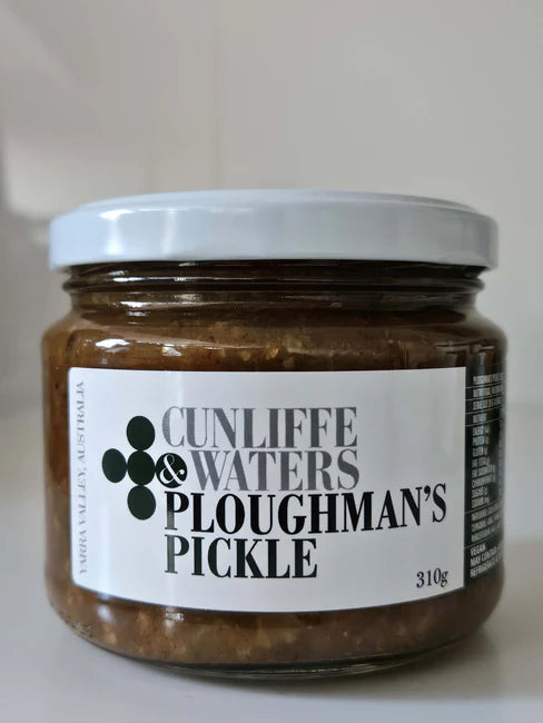 Jar of Cunliffe & Waters Ploughman's Pickle on a white background