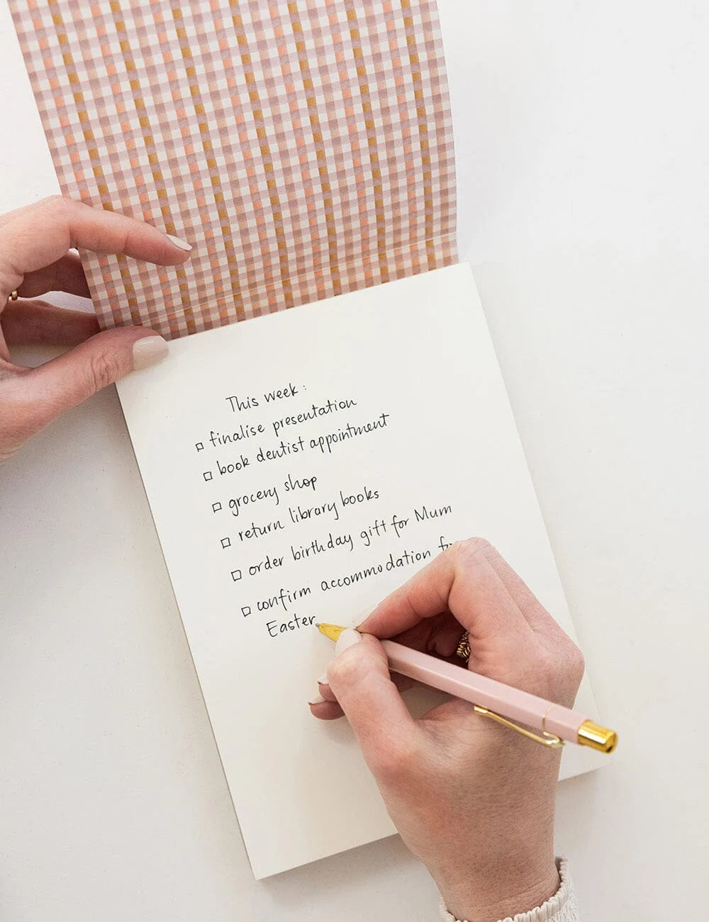 Primrose Gingham Notepad Desktop Jotter