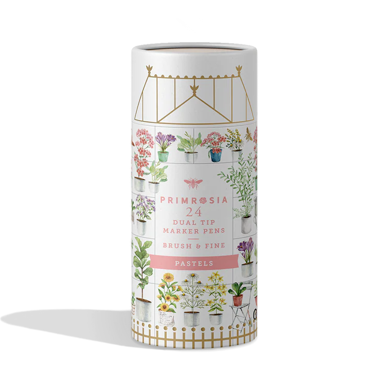  Cylindrical product packaging with floral illustrations on a white background