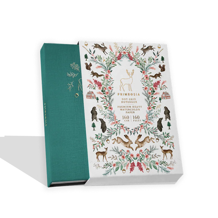 Book with a decorative cover featuring animal illustrations on a white background
