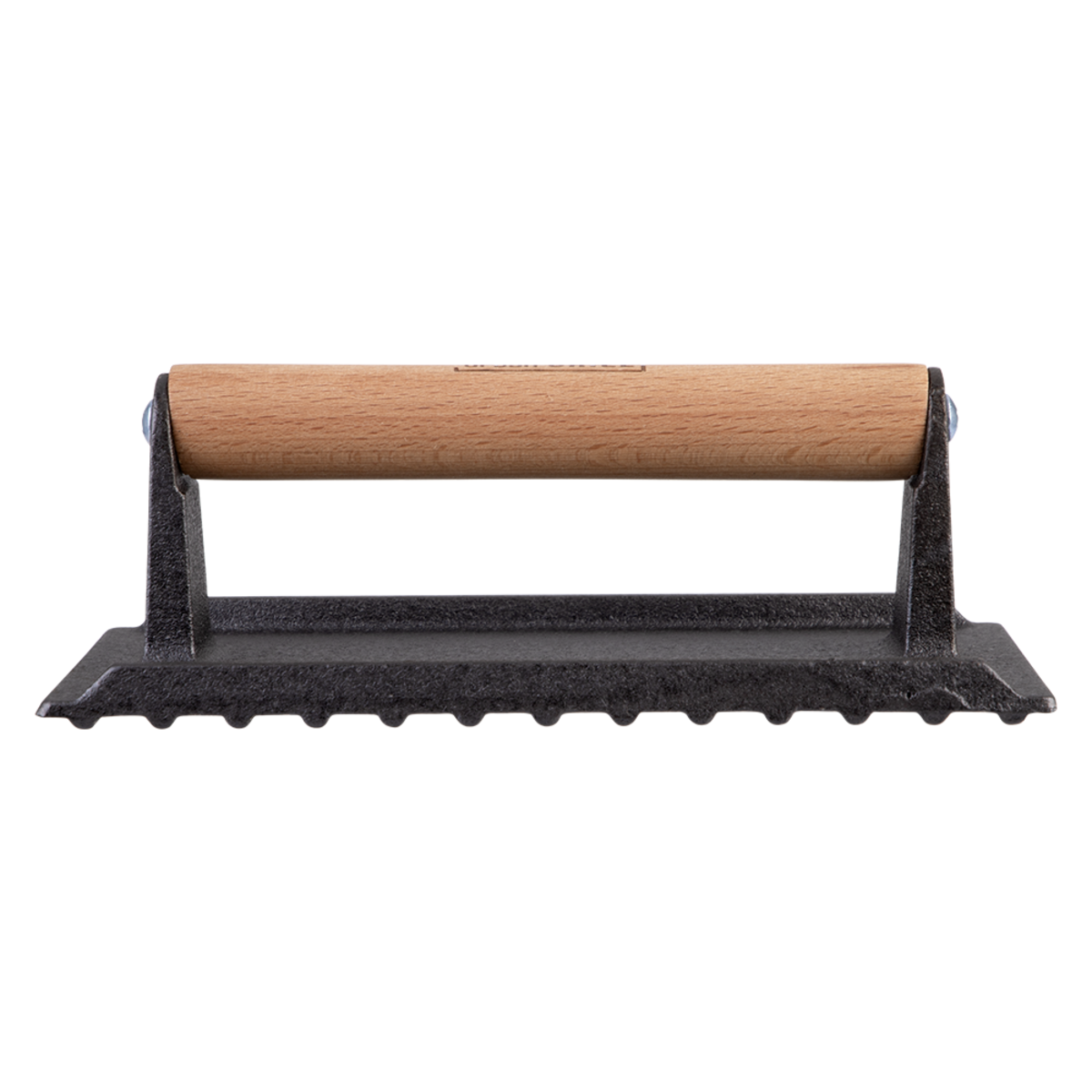 cast iron grill press on a white background
