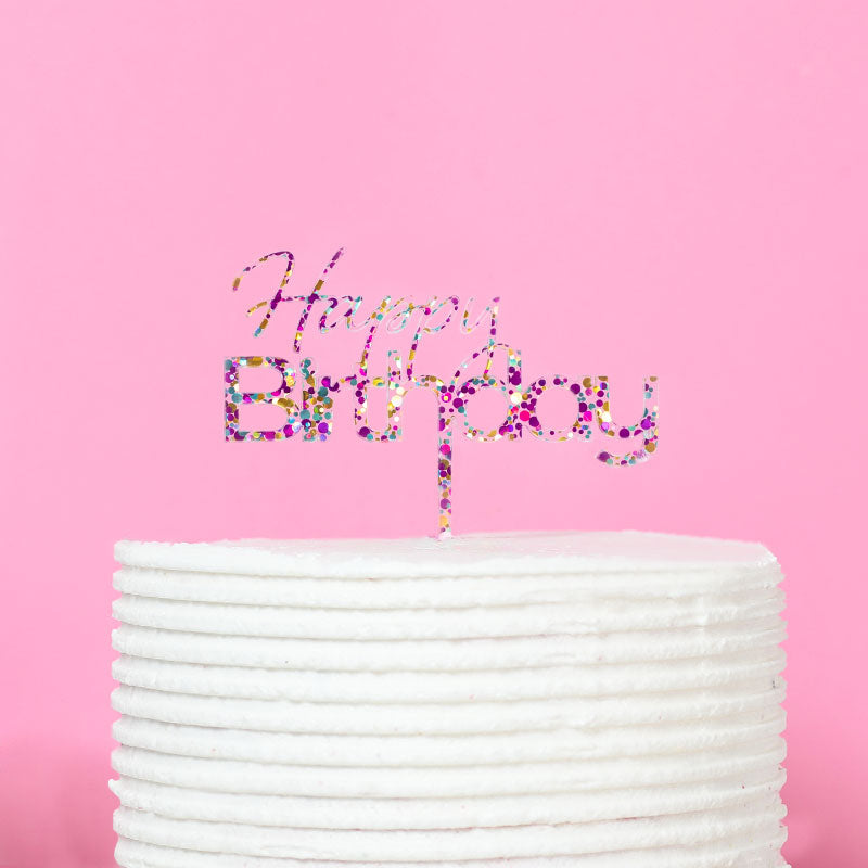 Rainbow Glitter Cake Topper