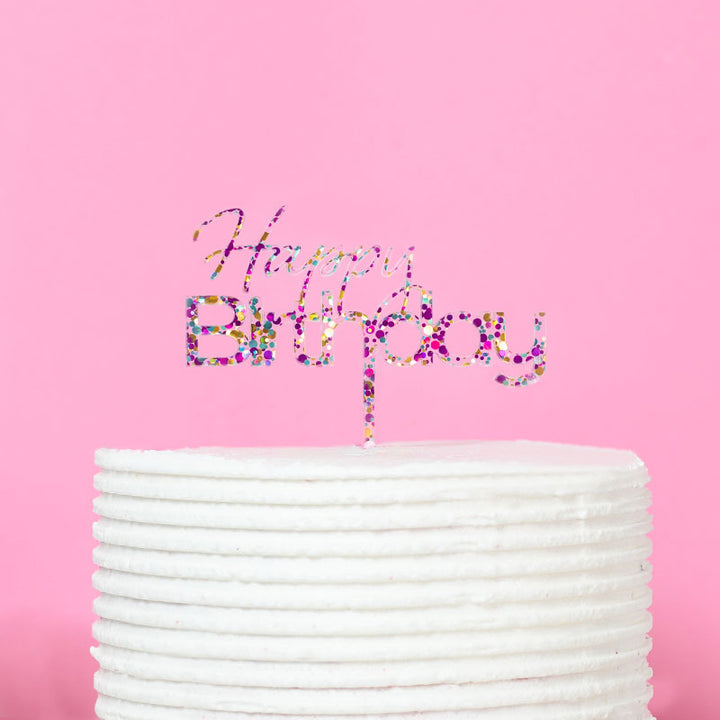 Rainbow Glitter Cake Topper