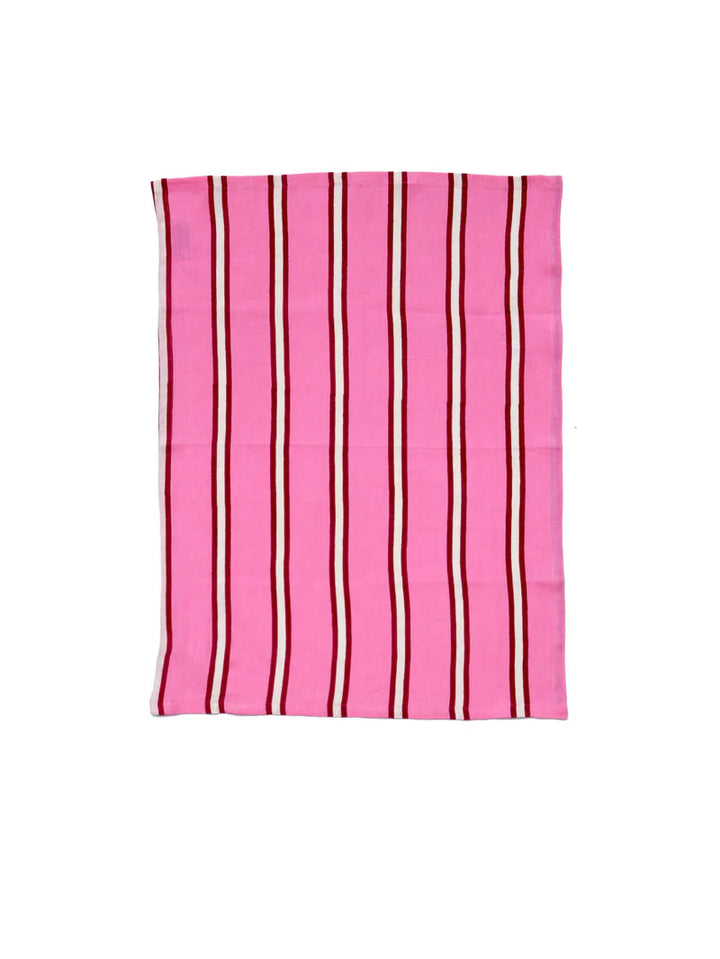 Raspberry Stripe Tea Towel
