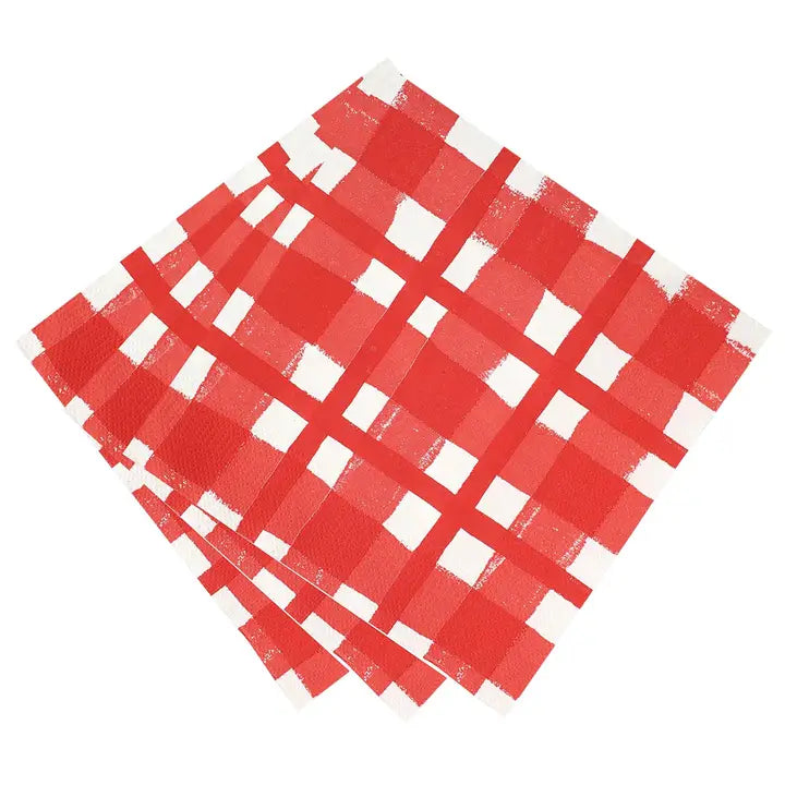 Red and white checkered napkins on a white background