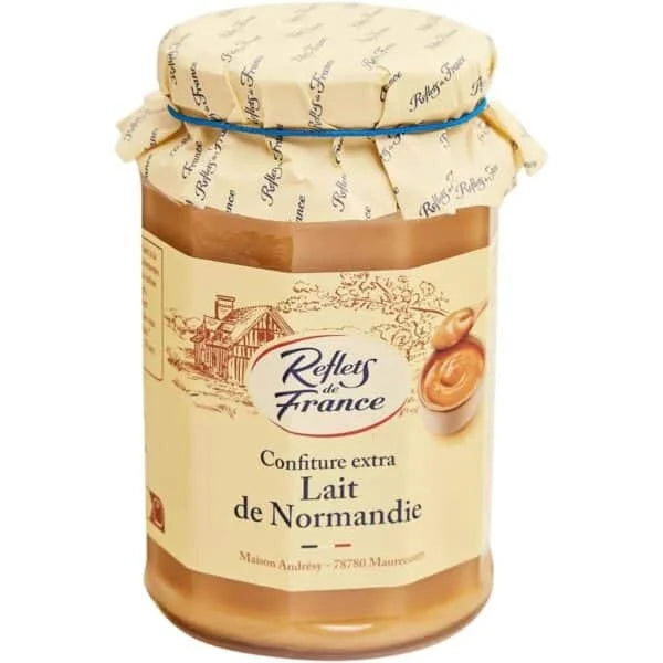 Jar of Reflets de France Normandy Milk Spread on a white background