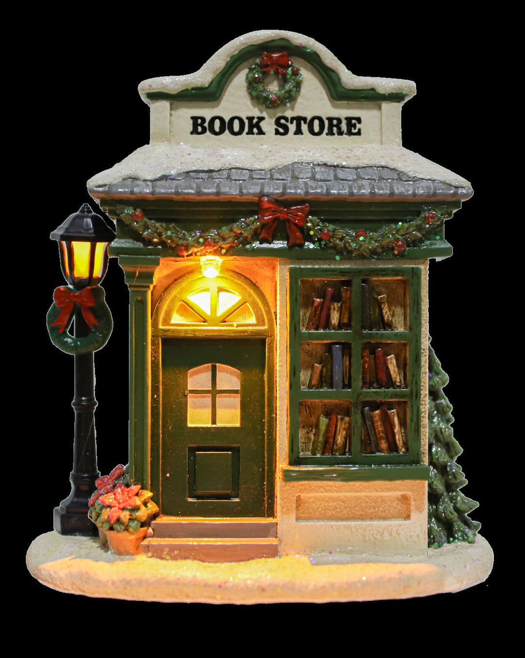 Resin Light-Up Village House with Book Shop