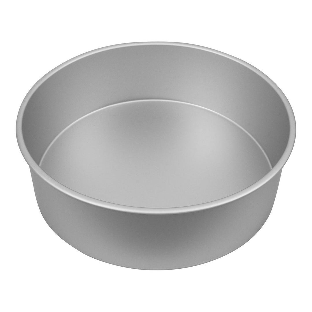 Metallic baking pan on a white background