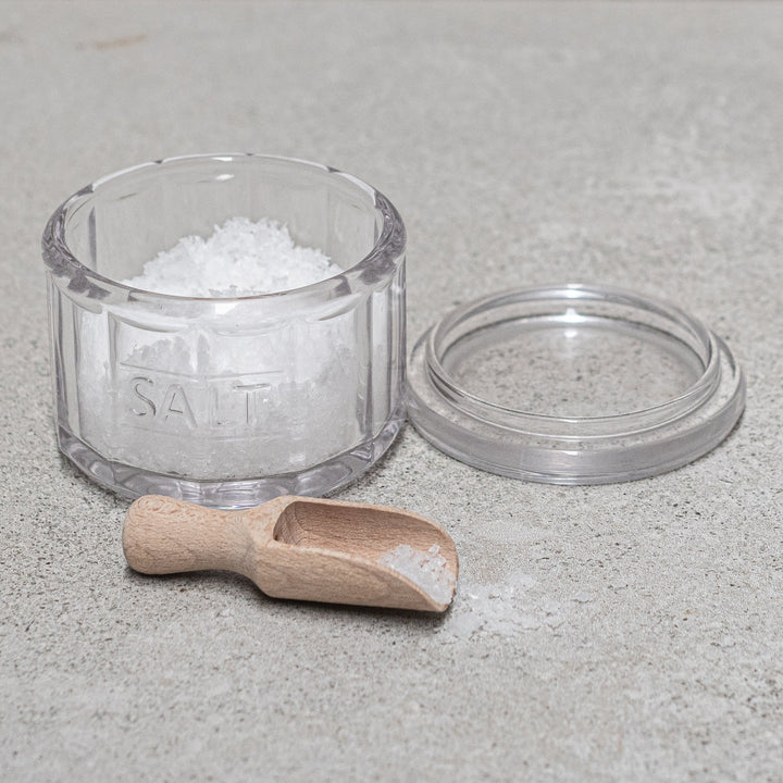 Glass Salt Pot + Wooden Scoop
