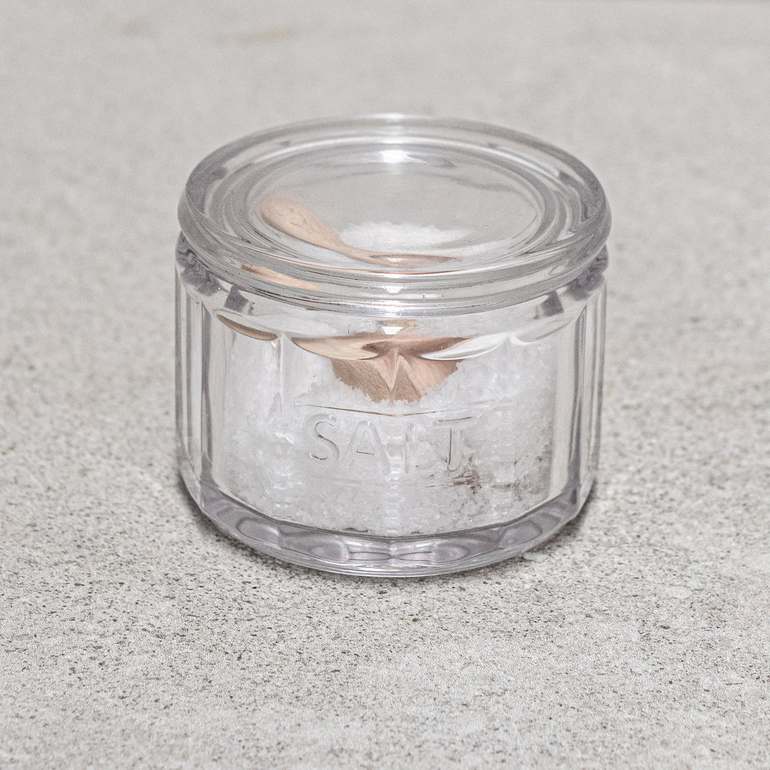 Glass Salt Pot + Wooden Scoop