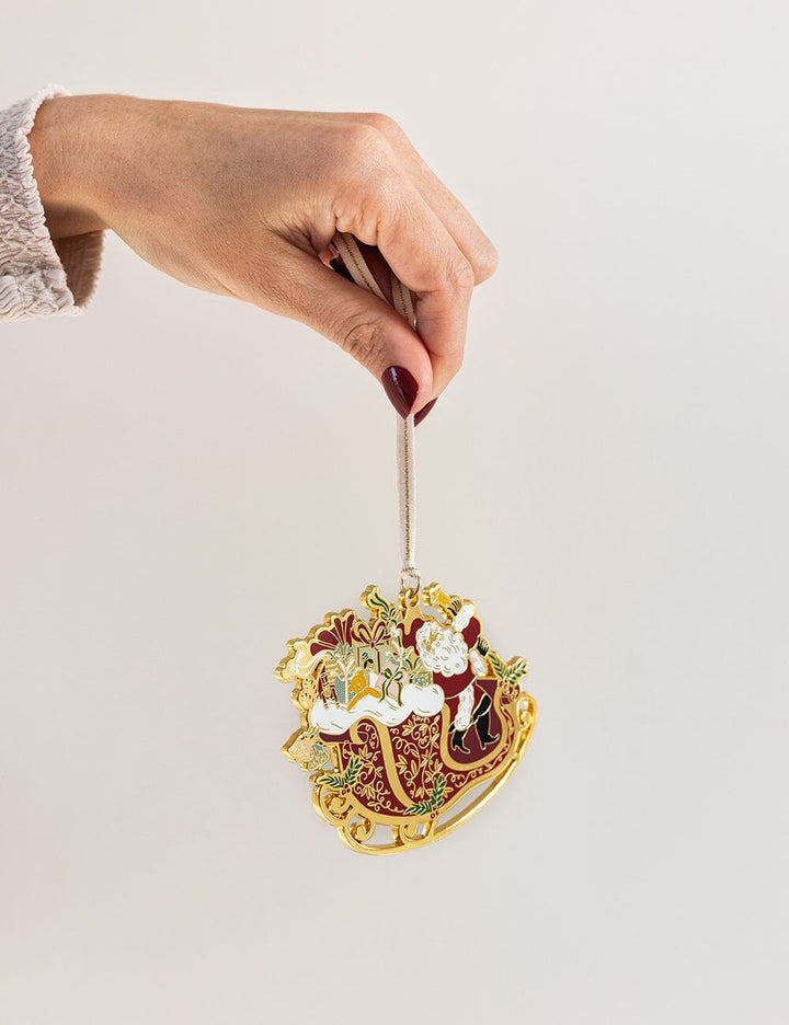 Bespoke Santa's Sleigh Ride Enamel Ornament