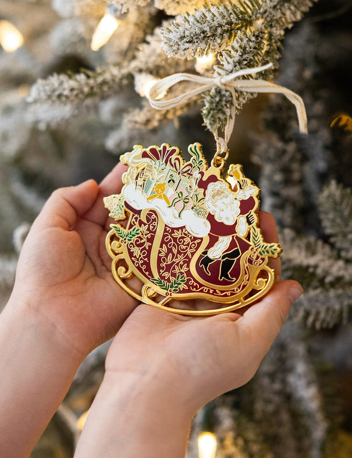 Bespoke Santa's Sleigh Ride Enamel Ornament