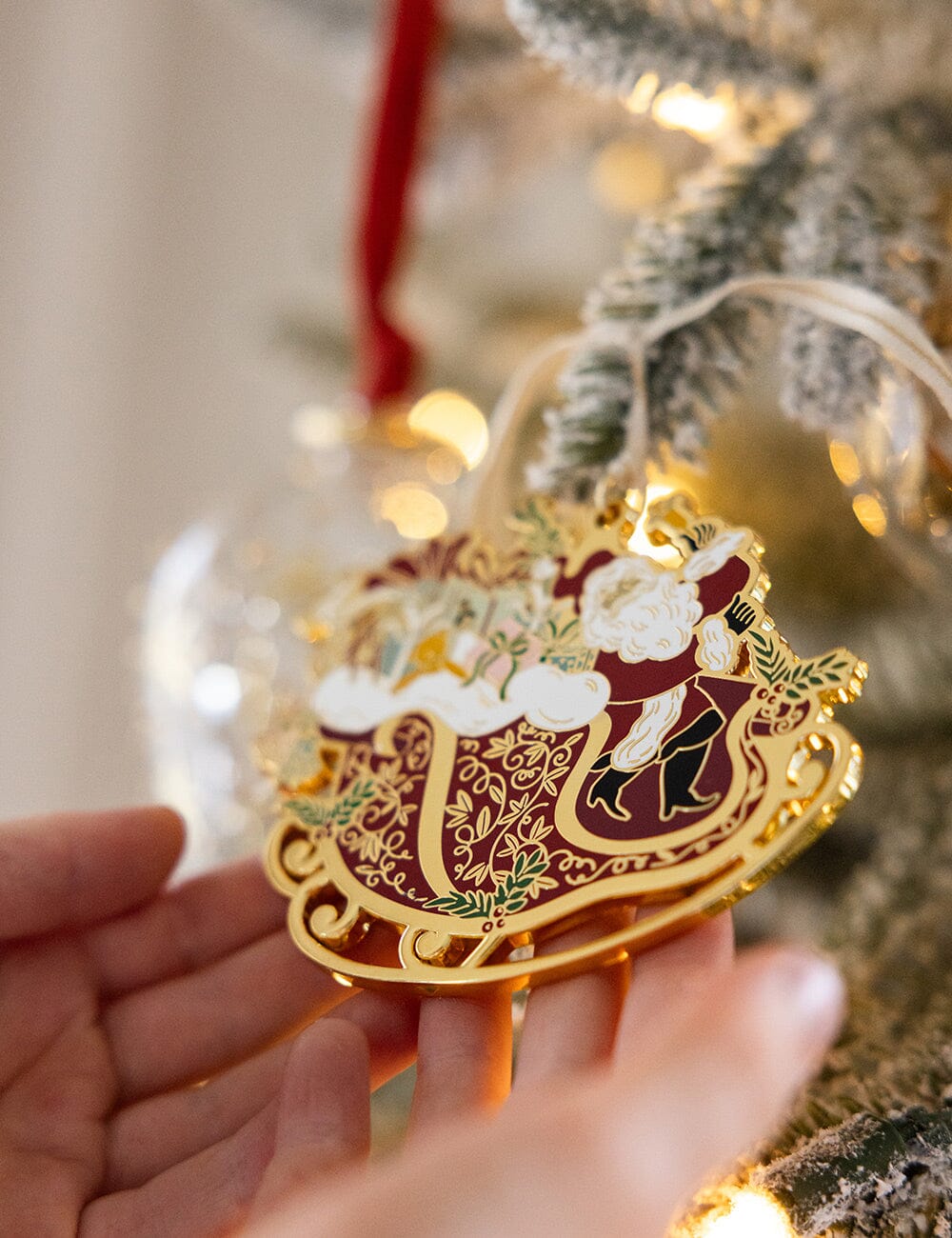 Bespoke Santa's Sleigh Ride Enamel Ornament