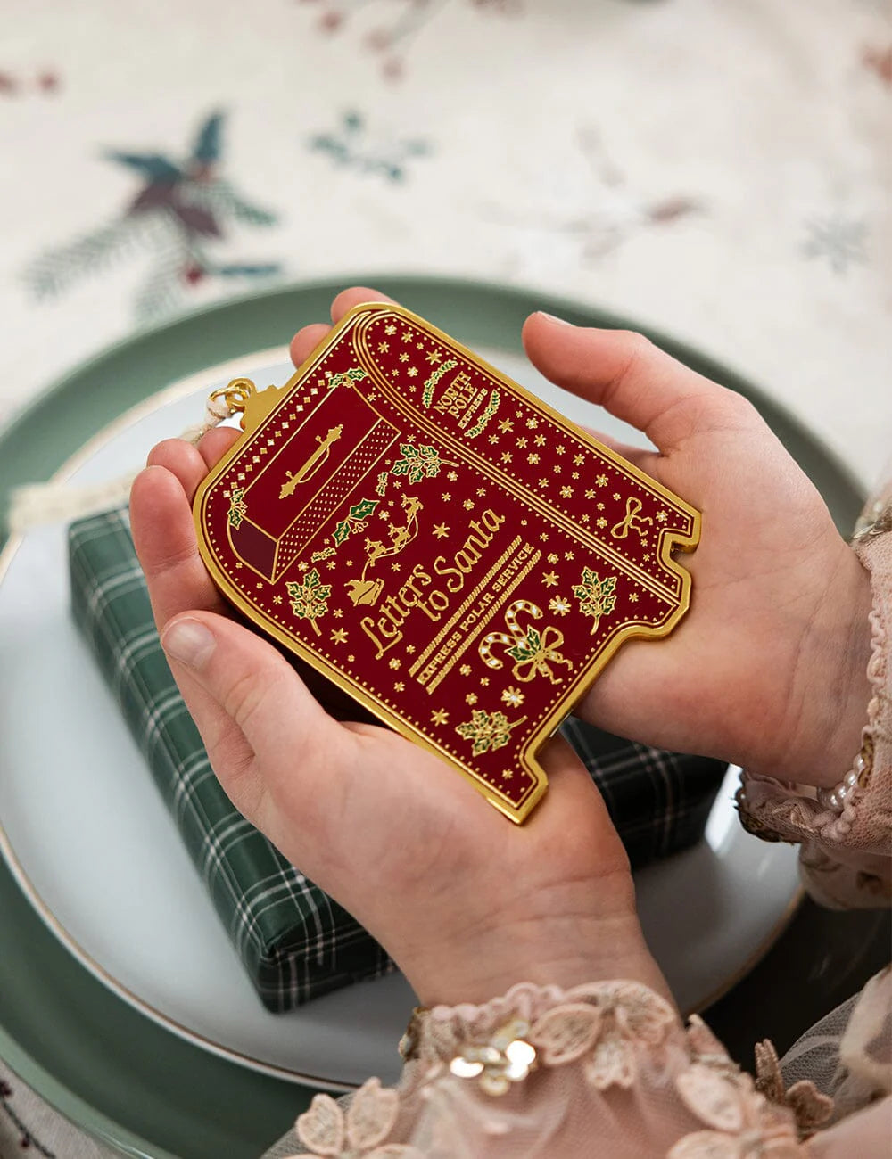 Bespoke Santa's Mailbox Enamel Ornament