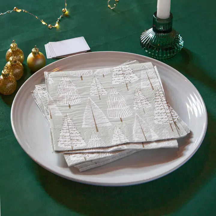 Silver & Gold Christmas Tree Paper Napkins