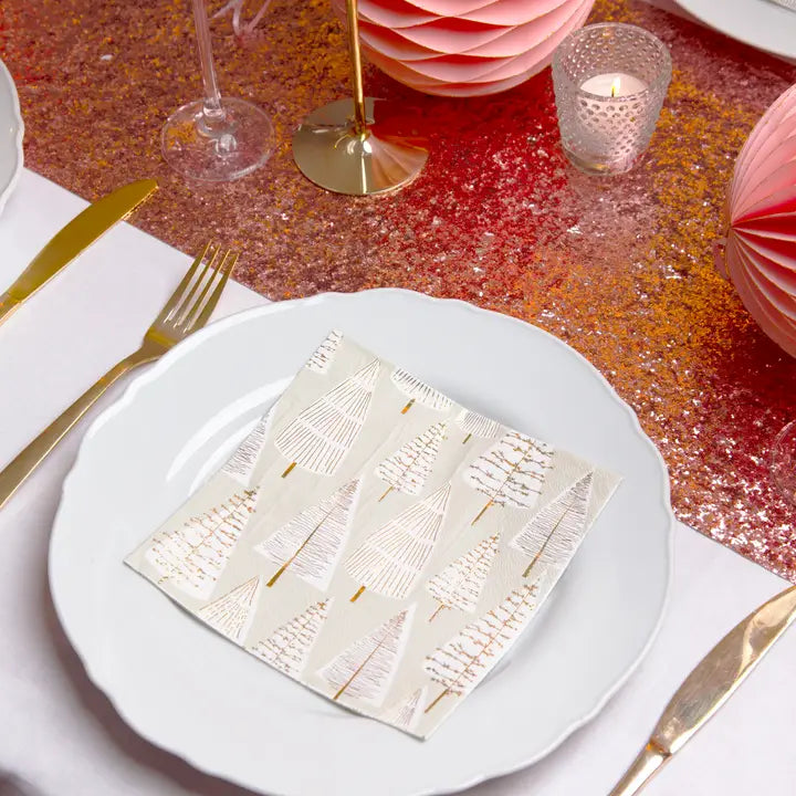 Silver & Gold Christmas Tree Paper Napkins