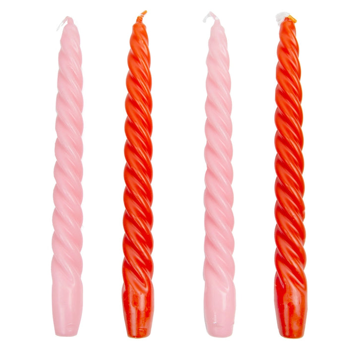 Pink & Orange Spiral Dinner Candles
