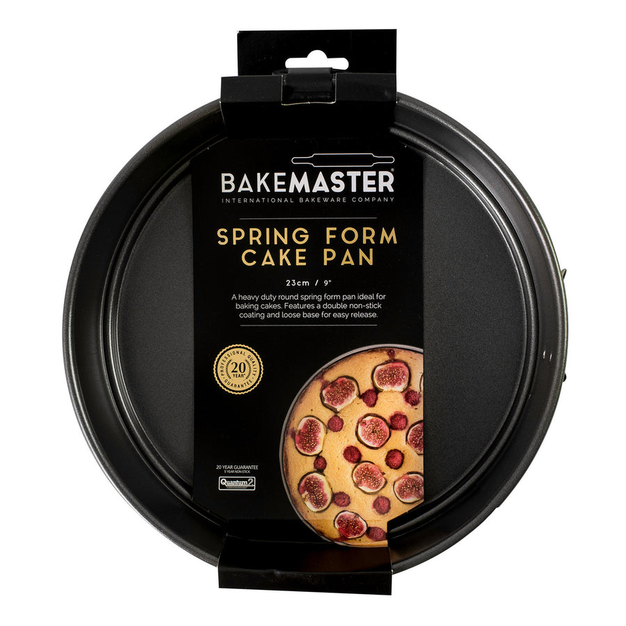 Bakemaster spring form cake pan with packaging on a white background