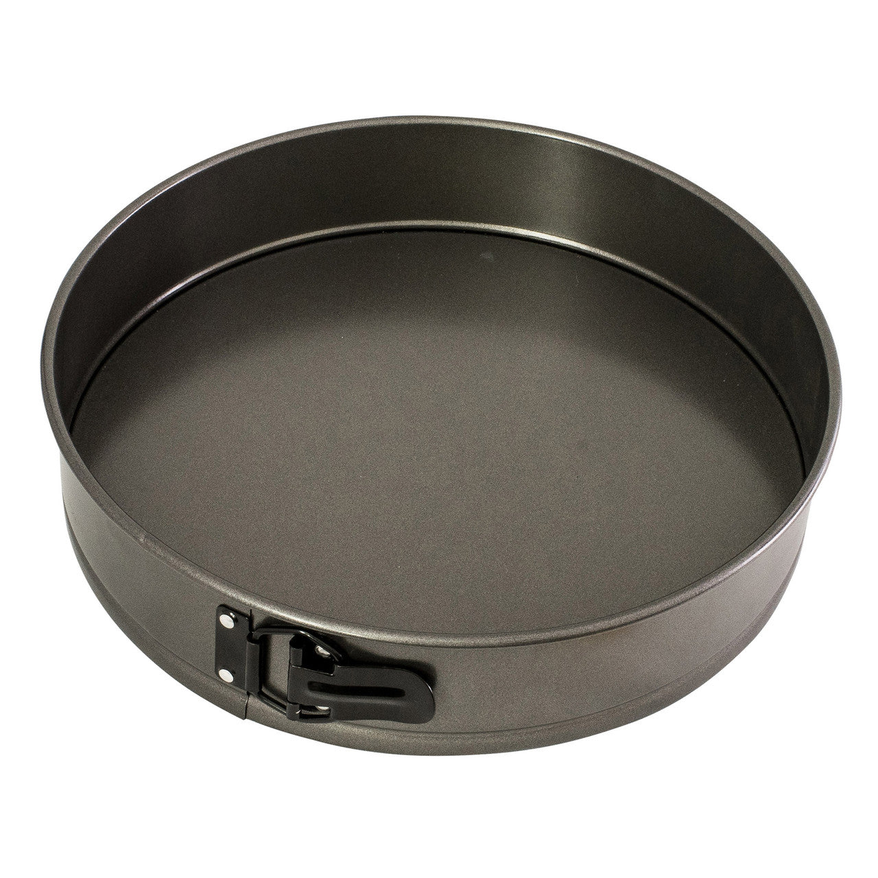 Metal springform pan on a white background