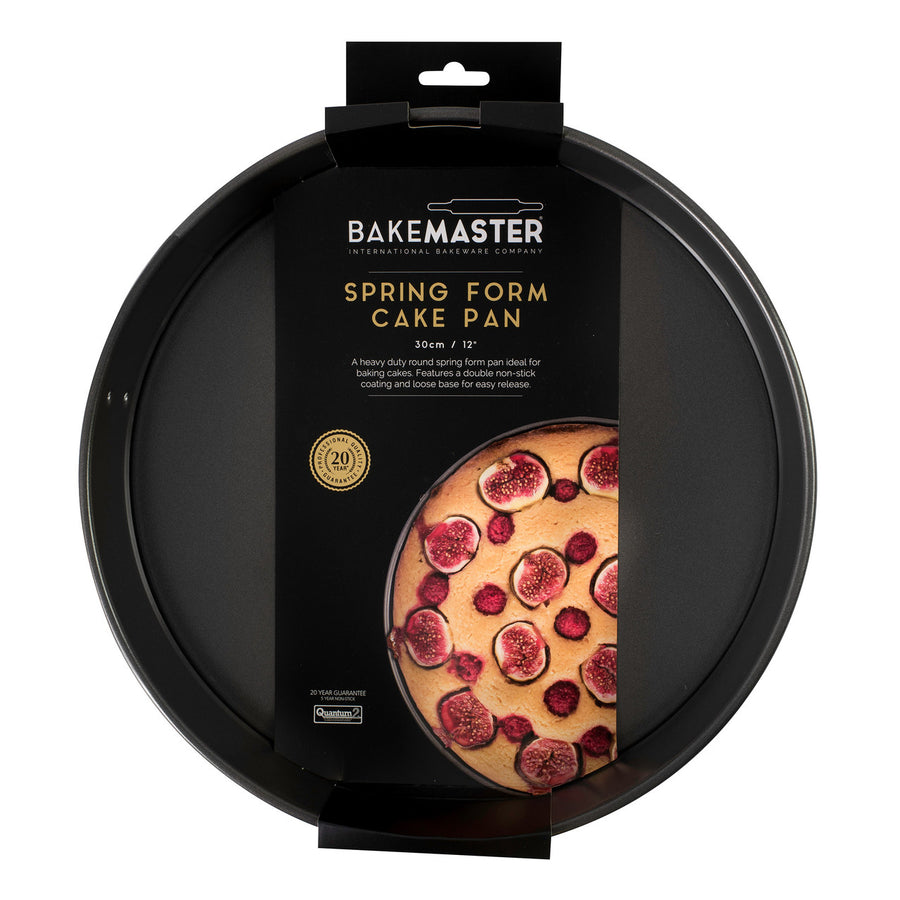 Bakemaster spring form cake pan with packaging on a white background
