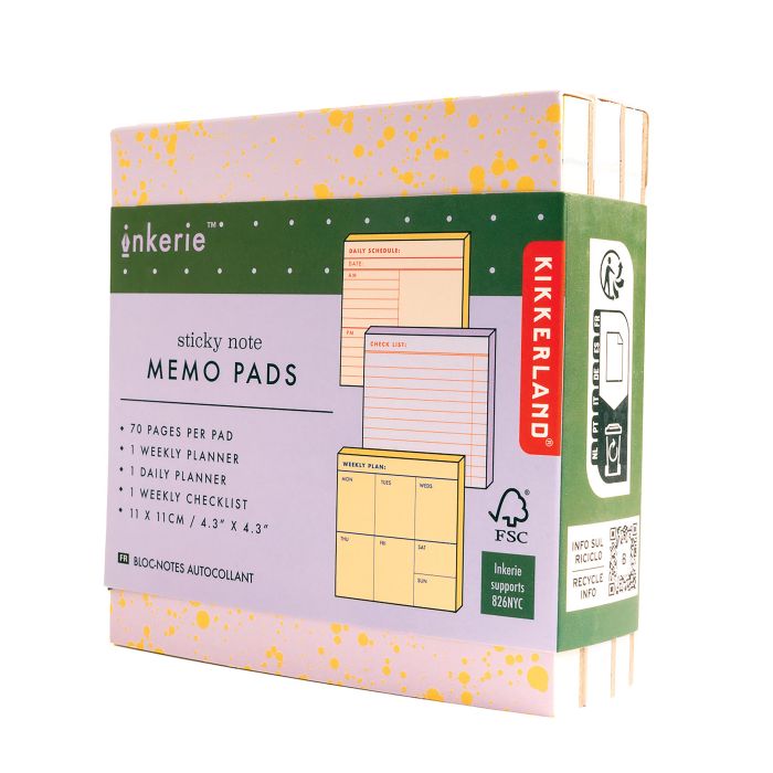 Sticky Note Memo Pads 3pk