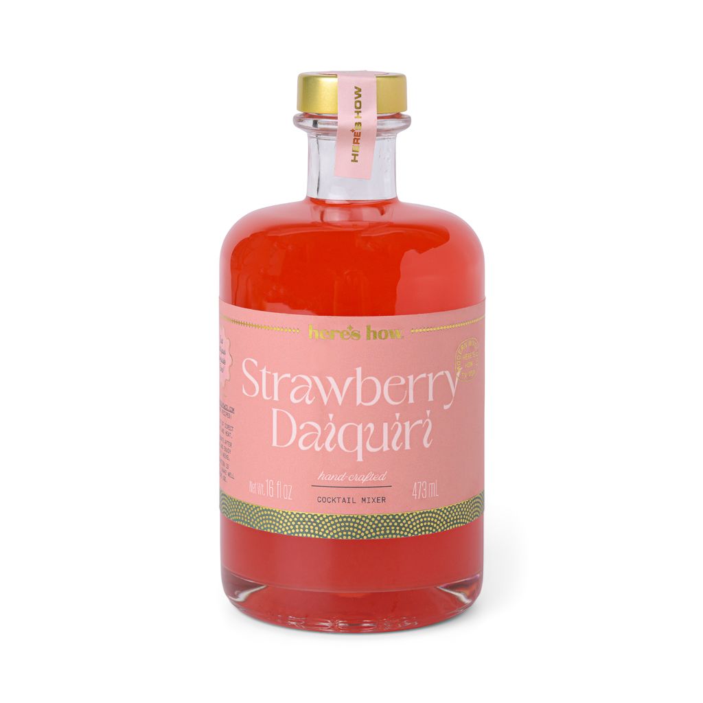 Bottle of strawberry daiquiri mixer on a white background