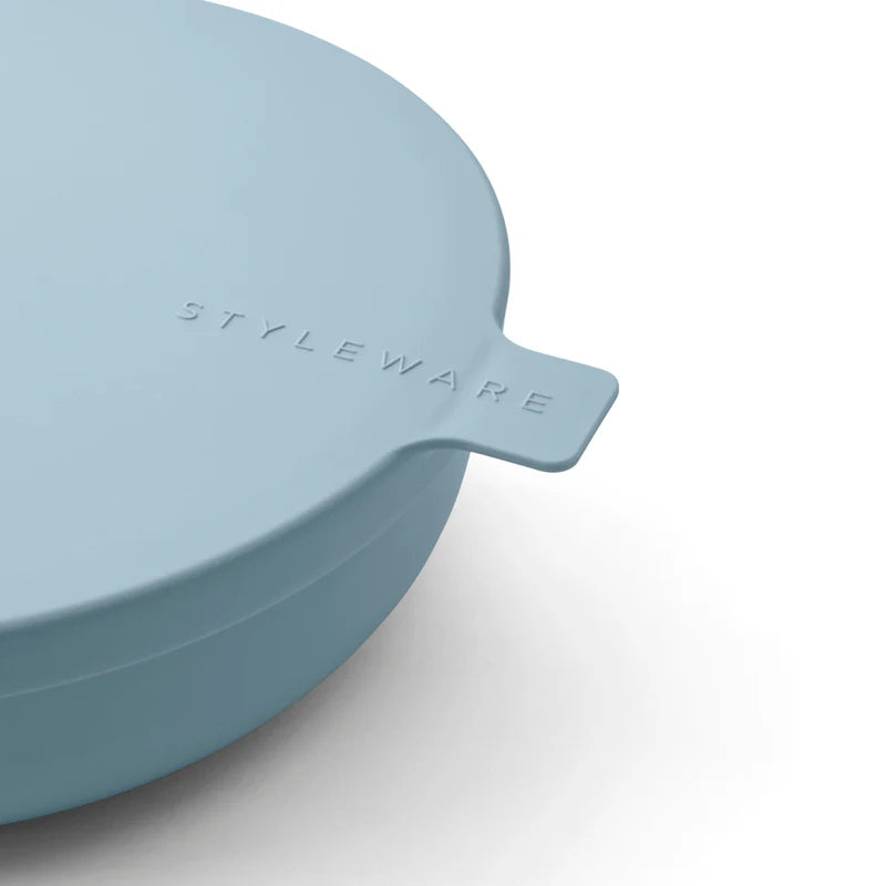 Blue container with &