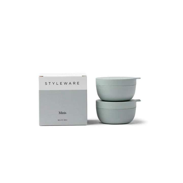 Two light green bowls with a 'STYLEWARE' box on a white background