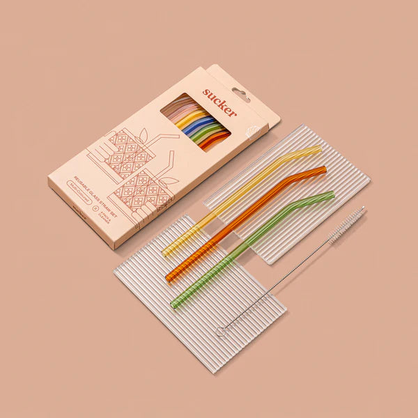 Original Glass Straw Set: Multi Colour