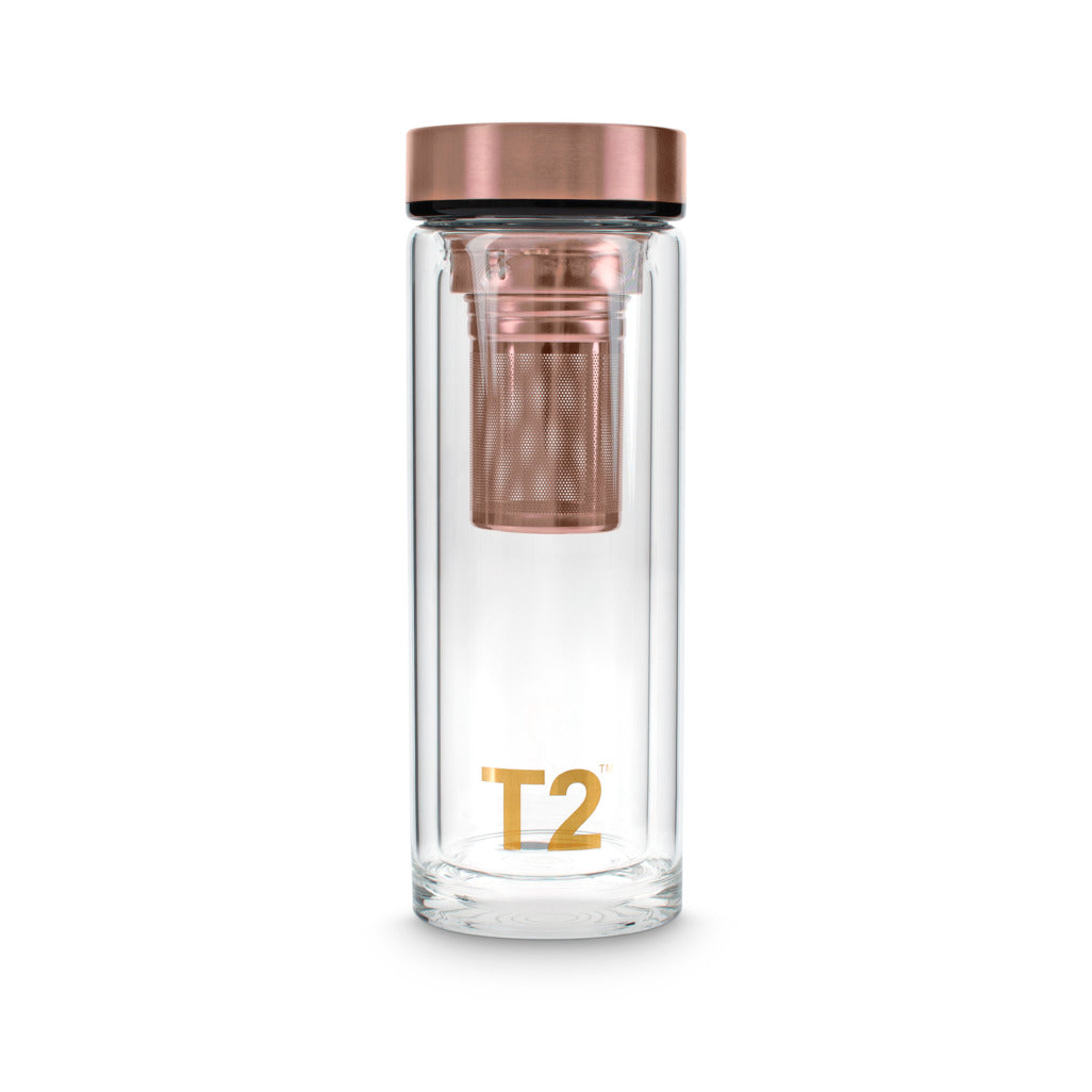 T2 Rose Gold Glass Flask
