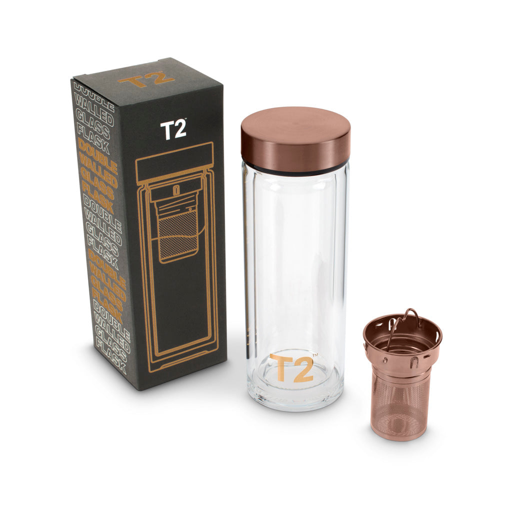 T2 Rose Gold Glass Flask