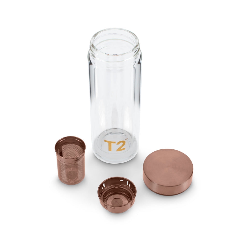 T2 Rose Gold Glass Flask