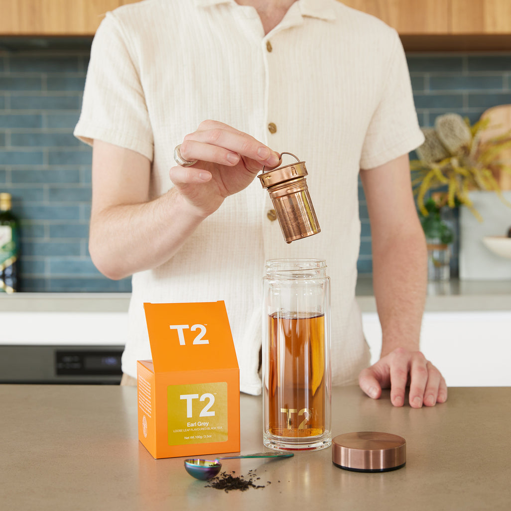 T2 Rose Gold Glass Flask
